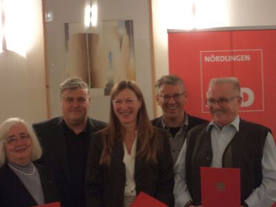 v. l. Barbara Herrmanns , Stephan Lingel ; Rita Ortler, Jürgen Greiner und Armin Willl