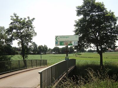 Hinweisschild Radewegnetz Nördlingen